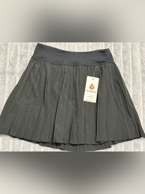 Black Pleated Skater Skirt with Stretch Waistband